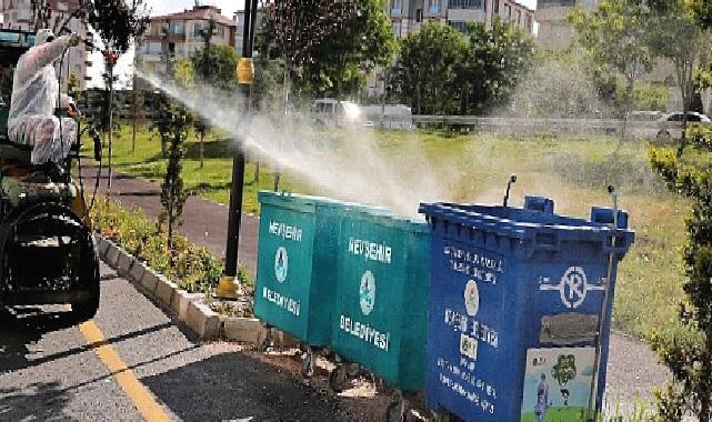 Belediye ekipleri sivrisinek ve haşereye karşı ilaçlama yapıyor 