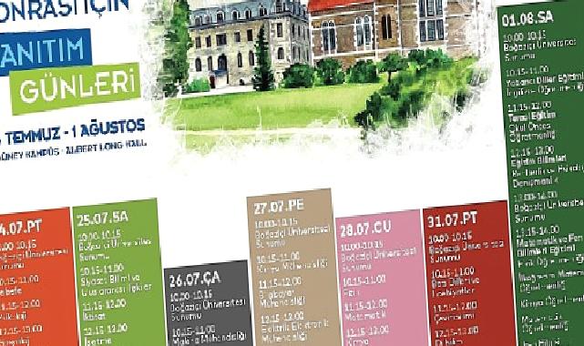 Boğaziçi Üniversitesi Tanıtım Günleri 24 Temmuz-1 Ağustos’ta Güney Kampüs’te gerçekleşecek