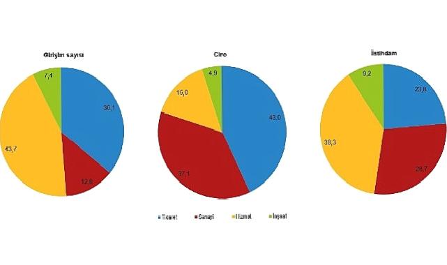 Girişim sayısı ve istihdamda en yüksek payı hizmet sektörü oluşturdu