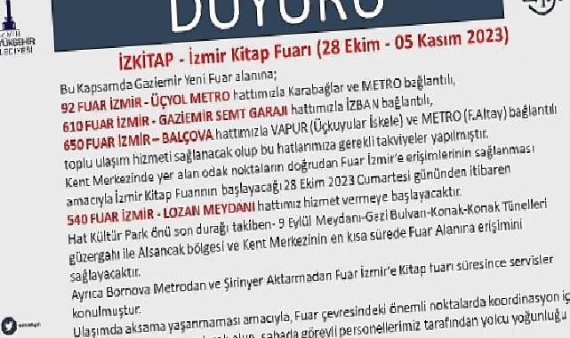 ESHOT’tan İZKİTAP Fuarı için ulaşım takviyesi