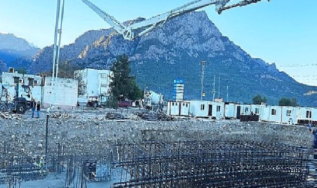 Yurt binasına beton atılmaya başlandı