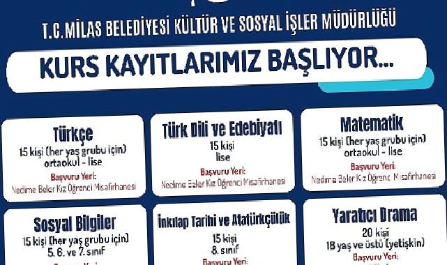 Milas Belediyesi’nin eğitime destek kurslarına başvurular başladı